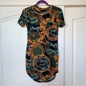 NWT Love M Camo Chain Print Stretchy Dress